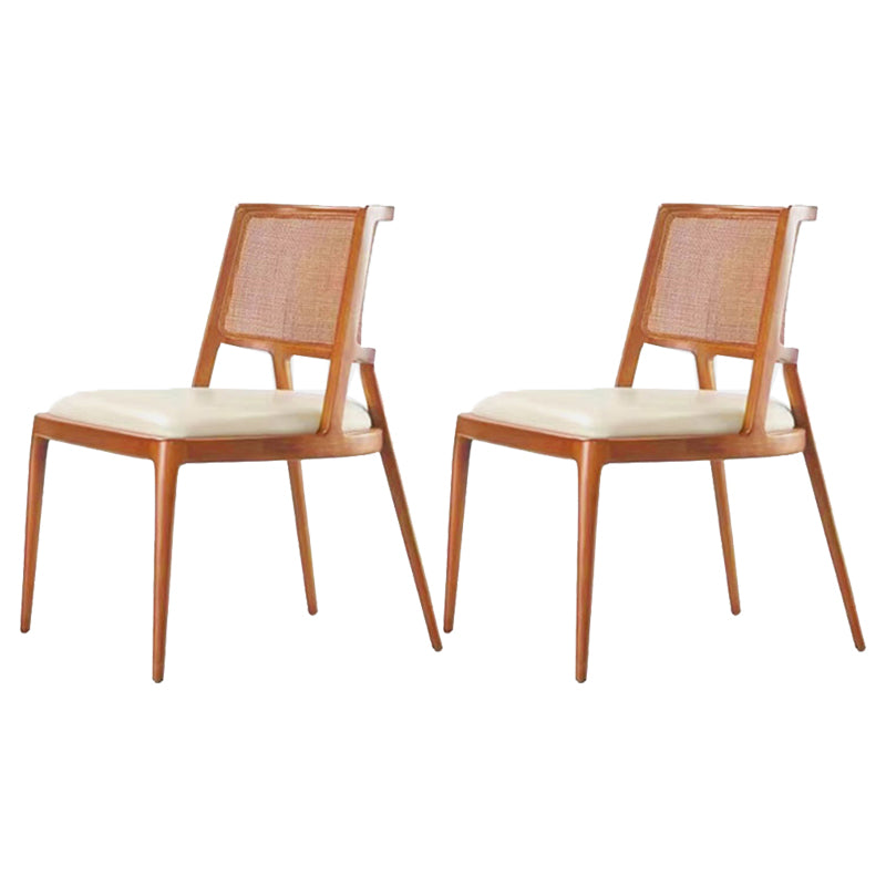 Solid Wood Lounge Chair Woven Back Side Chair with Solid Color Legs