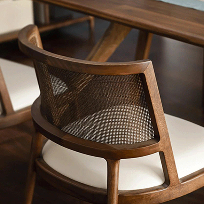 Solid Wood Lounge Chair Woven Back Side Chair with Solid Color Legs