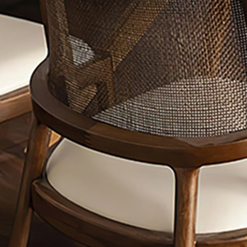 Solid Wood Lounge Chair Woven Back Side Chair with Solid Color Legs