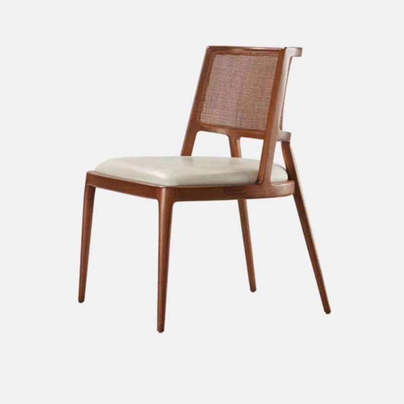 Solid Wood Lounge Chair Woven Back Side Chair with Solid Color Legs