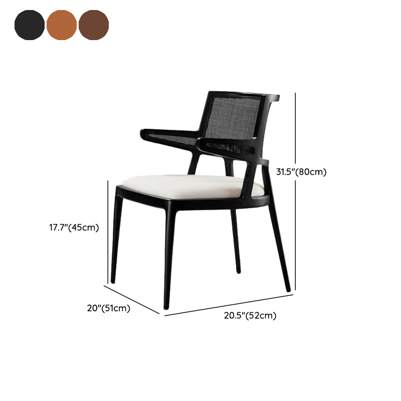 Solid Wood Lounge Chair Woven Back Side Chair with Solid Color Legs