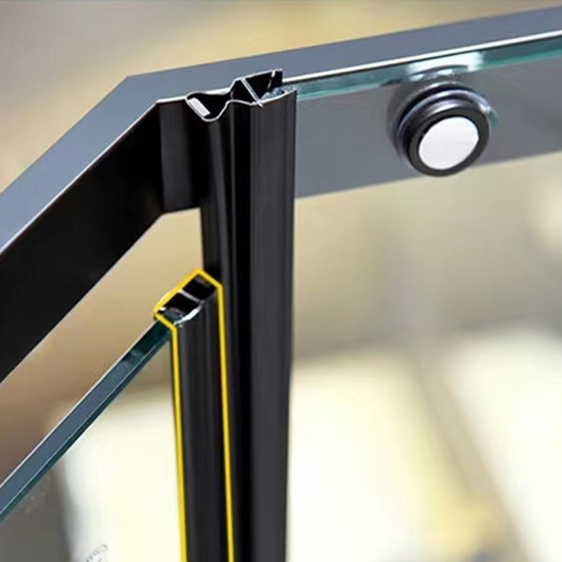 Neo-Angle Framed Shower Enclosure Black Tempered Glass Framed Shower