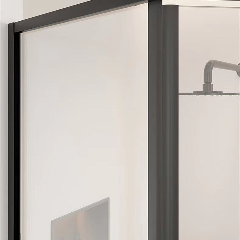 Neo-Angle Framed Shower Enclosure Black Tempered Glass Framed Shower