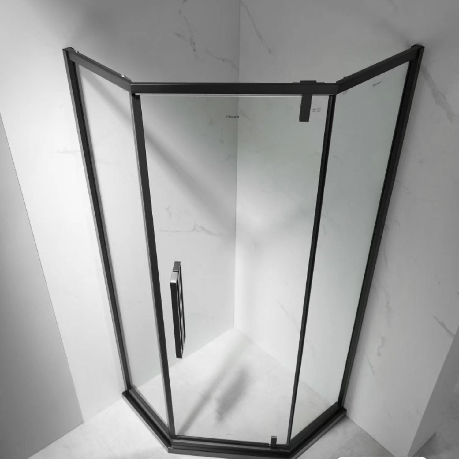 Neo-Angle Framed Shower Enclosure Black Tempered Glass Framed Shower