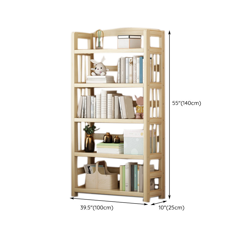 Scandinavian Standard Kids Bookcase Natural Solid Wood Freestanding Shelf