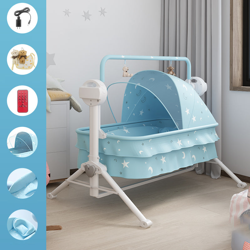 Electric Rocking Crib Cradle Modern Fabric Bassinet With Canopy