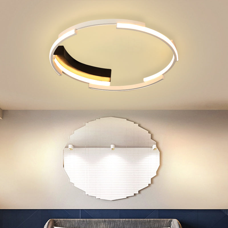 Acrylic Spliced Ring Flush Light Simple 16.5"/19.5" Dia LED Flush Mount in White and Black for Bedroom, White/Warm Light