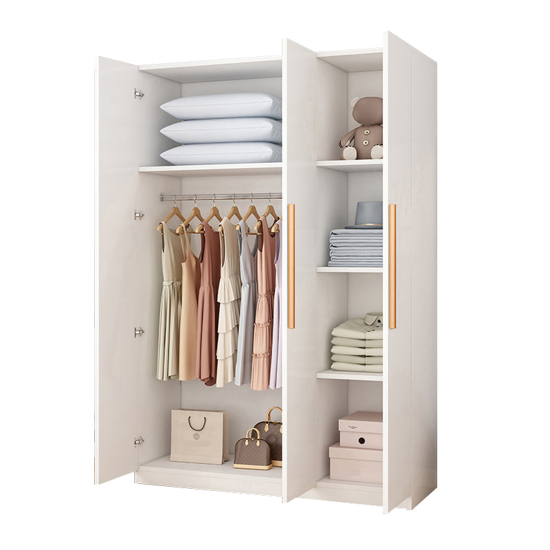 Wooden Frame Wardrobe Freestanding Wardrobe Armoire with Shelves and Clothes Rail