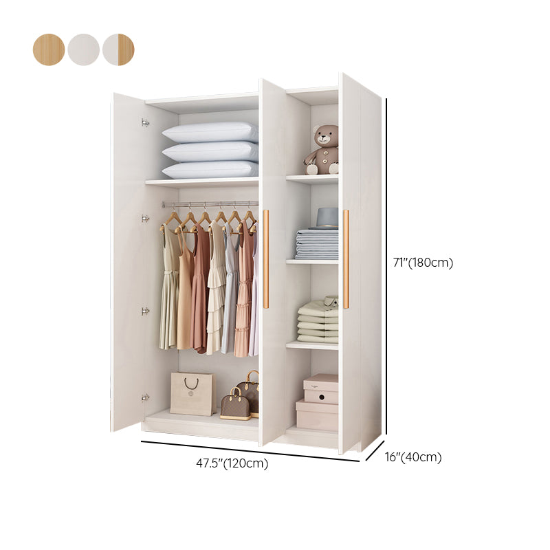 Wooden Frame Wardrobe Freestanding Wardrobe Armoire with Shelves and Clothes Rail