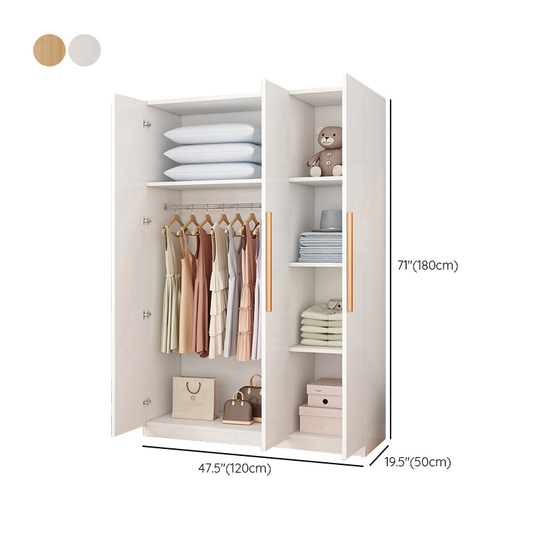 Wooden Frame Wardrobe Freestanding Wardrobe Armoire with Shelves and Clothes Rail