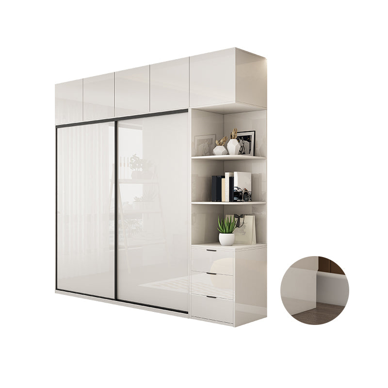 Modern Artificial Wood Wardrobe Armoire Freestanding Wardrobe in White