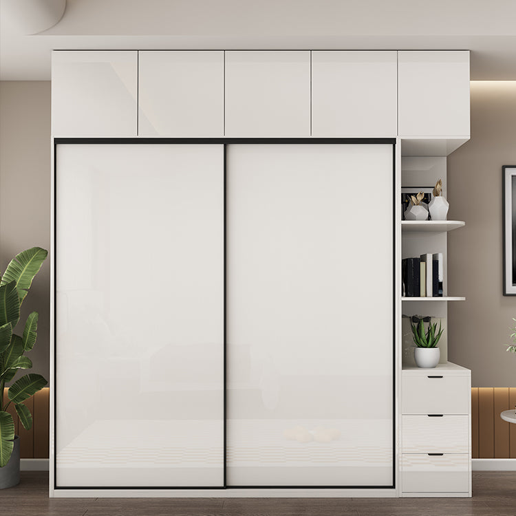 Modern Artificial Wood Wardrobe Armoire Freestanding Wardrobe in White
