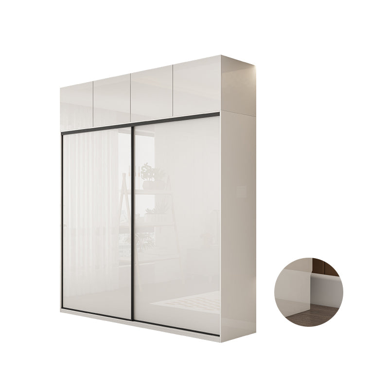 Modern Artificial Wood Wardrobe Armoire Freestanding Wardrobe in White