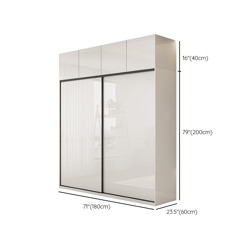 Modern Artificial Wood Wardrobe Armoire Freestanding Wardrobe in White