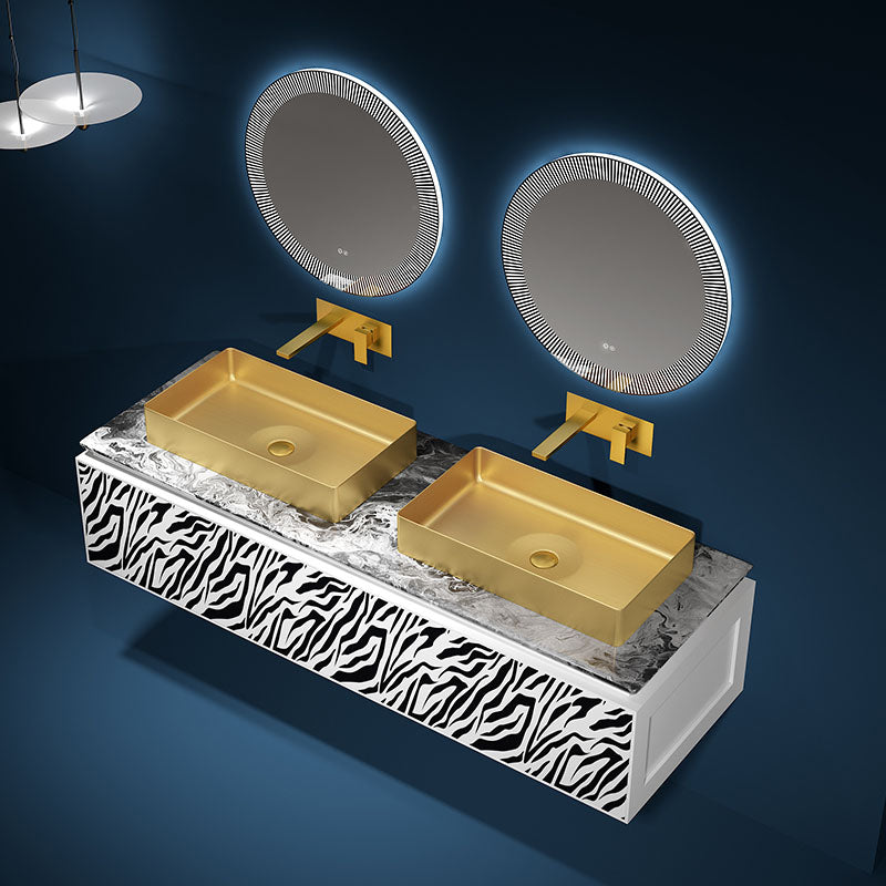Modern Bathroom Sink with Pop-Up Drain Rectangular Metal Vessel Bathroom Sink