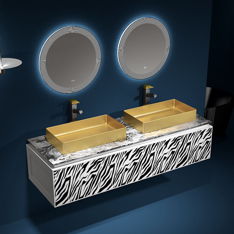 Modern Bathroom Sink with Pop-Up Drain Rectangular Metal Vessel Bathroom Sink
