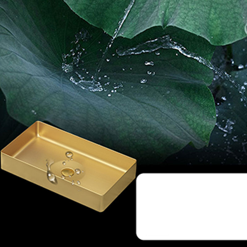 Modern Bathroom Sink with Pop-Up Drain Rectangular Metal Vessel Bathroom Sink