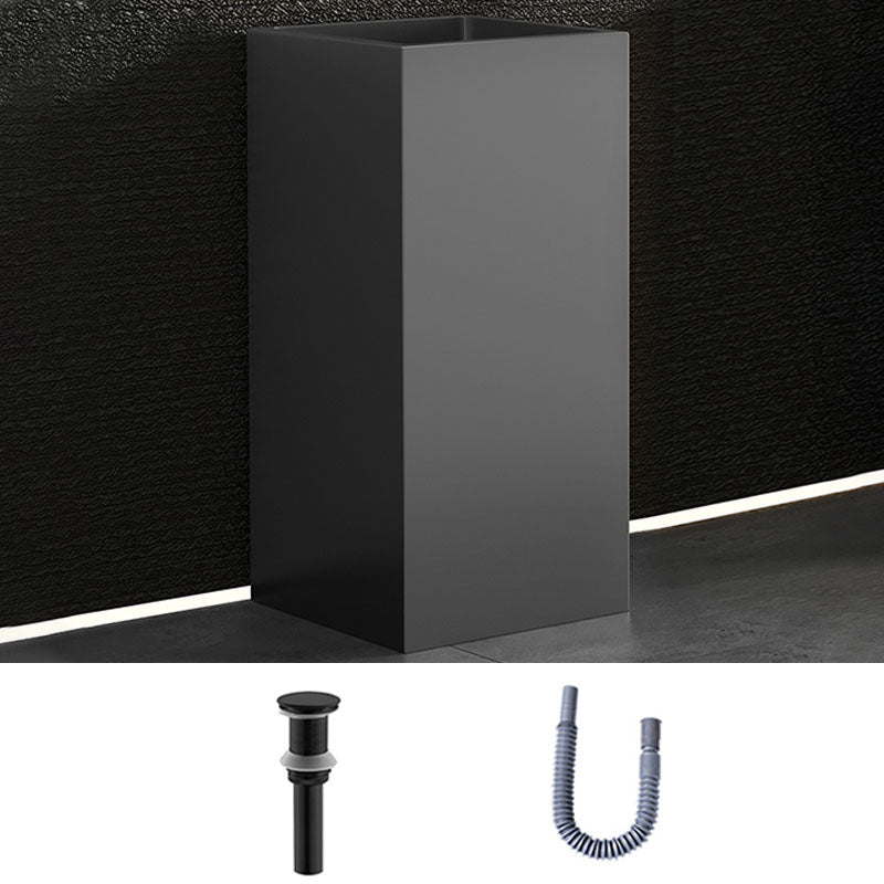 Contemporary Bathroom Sink with Pop-Up Drain Rectangular Metal Pedestal Bathroom Sink
