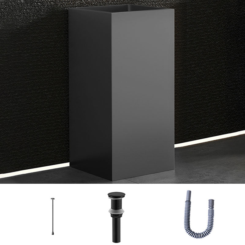 Contemporary Bathroom Sink with Pop-Up Drain Rectangular Metal Pedestal Bathroom Sink