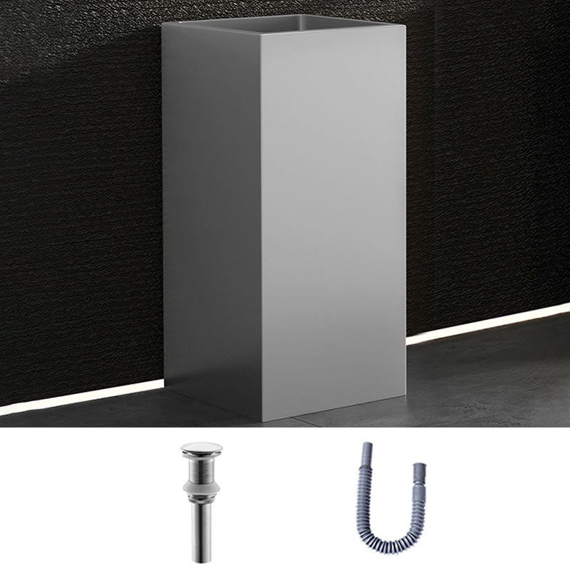Contemporary Bathroom Sink with Pop-Up Drain Rectangular Metal Pedestal Bathroom Sink