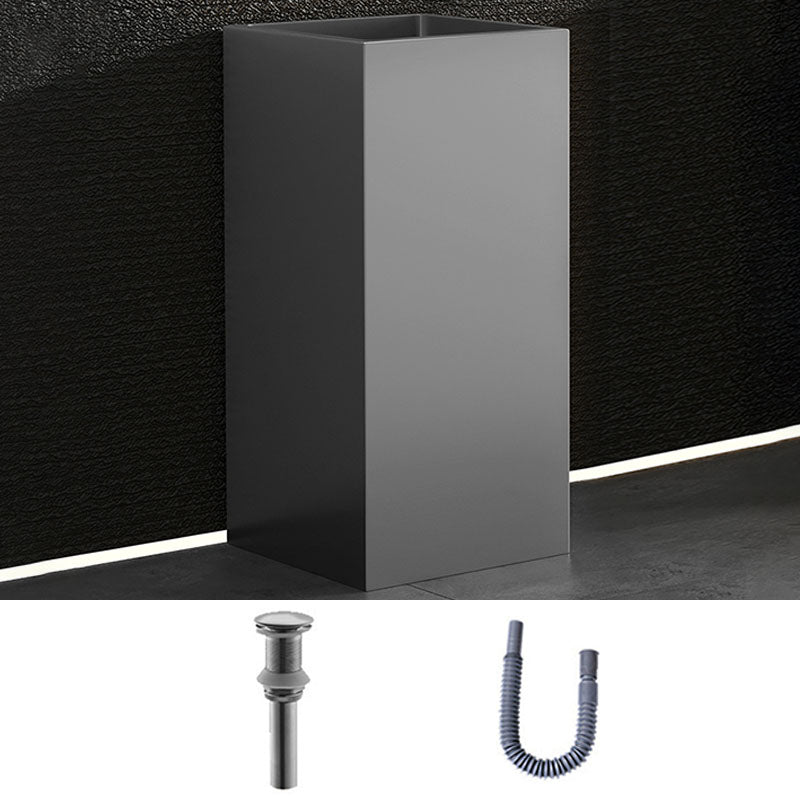 Contemporary Bathroom Sink with Pop-Up Drain Rectangular Metal Pedestal Bathroom Sink