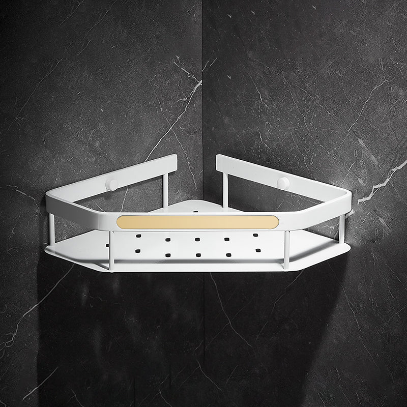 Matte White 3-Piece Modern Bathroom Accessory Set, Bath Shelf