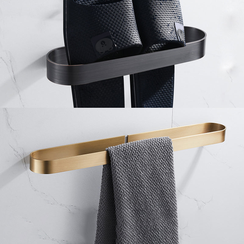 2 Piece Modern Bathroom Hardware Set in Gold/Black, Towel Bar