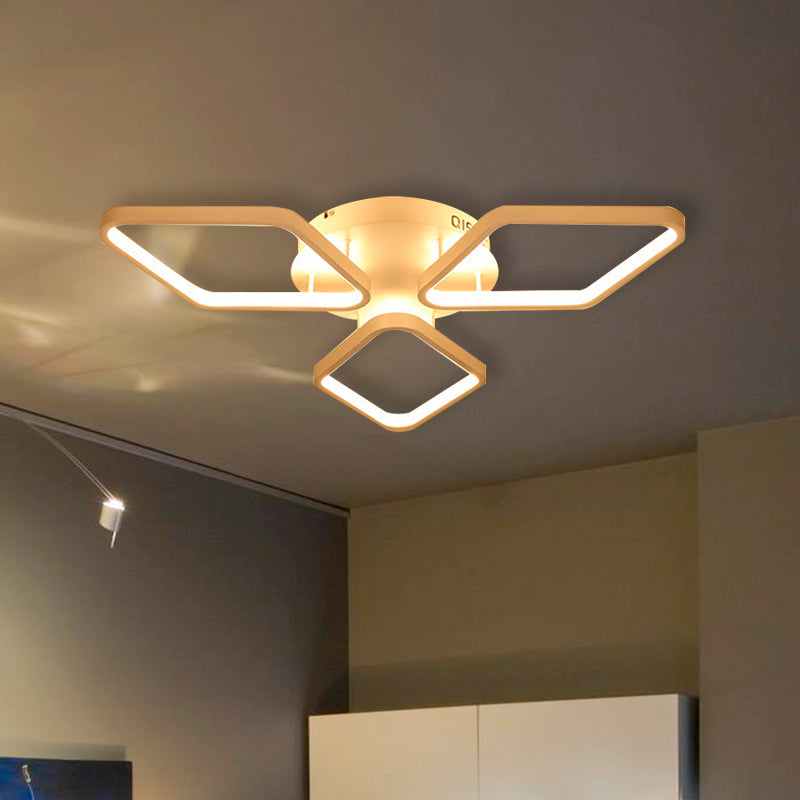 Witte rhombus plafond spoeling mount moderne led acryl semi spoeling verlichting in wit/warm licht, 20 "/21" breed