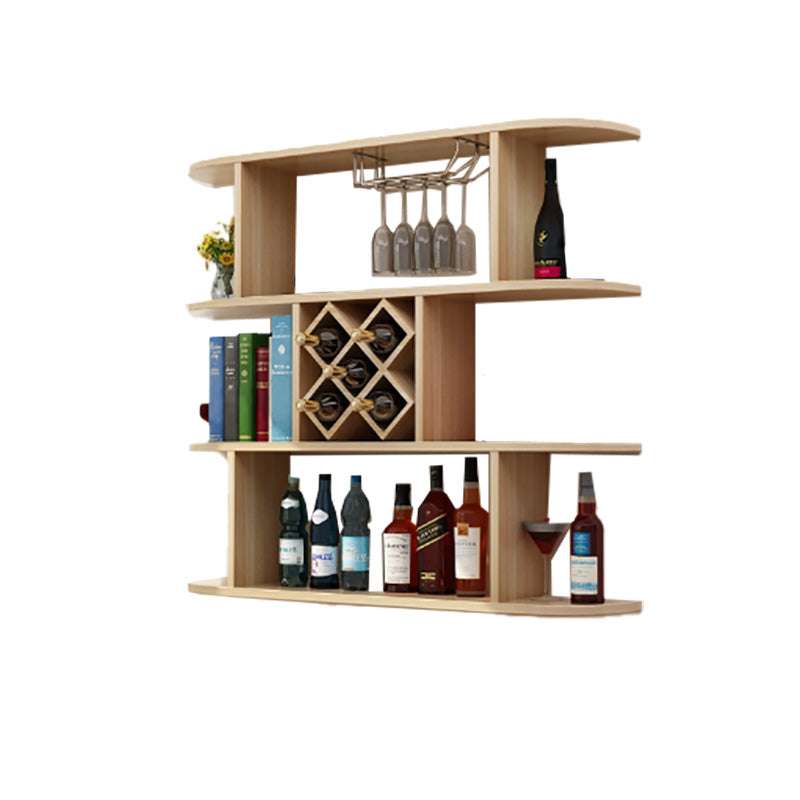 Wall Mounted Wine Rack Rectangle Wine Bottle & Glass Rack for Home