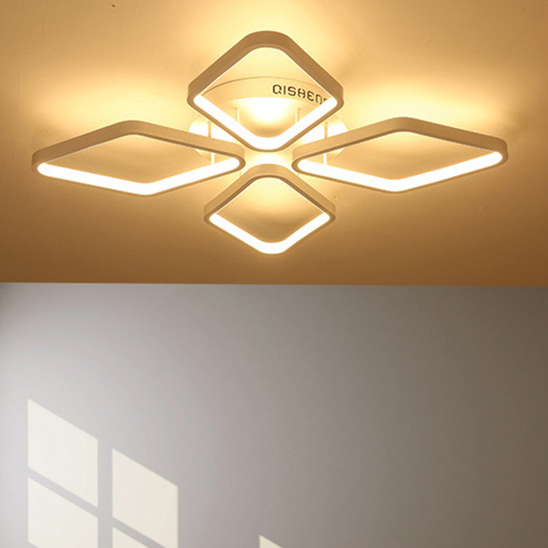 Witte rhombus plafond spoeling mount moderne led acryl semi spoeling verlichting in wit/warm licht, 20 "/21" breed