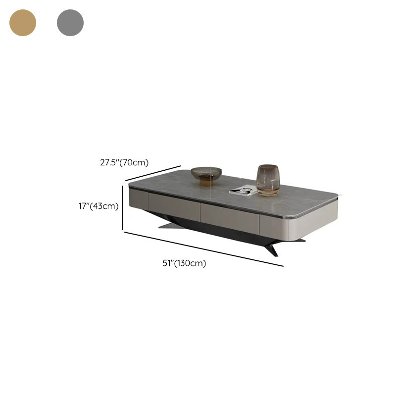 Glam Rectangular Slate Coffee Table 4 Drawers 1 Single Cocktail Table