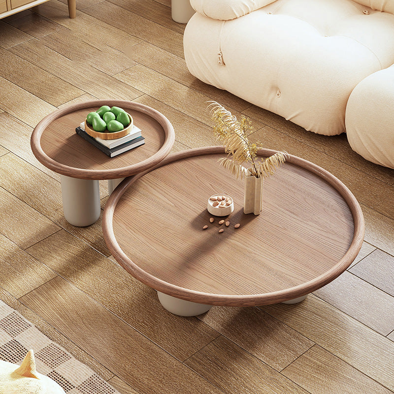 Solid Wood Tray Top Coffee Cocktail Table with 3 Legs in Brown