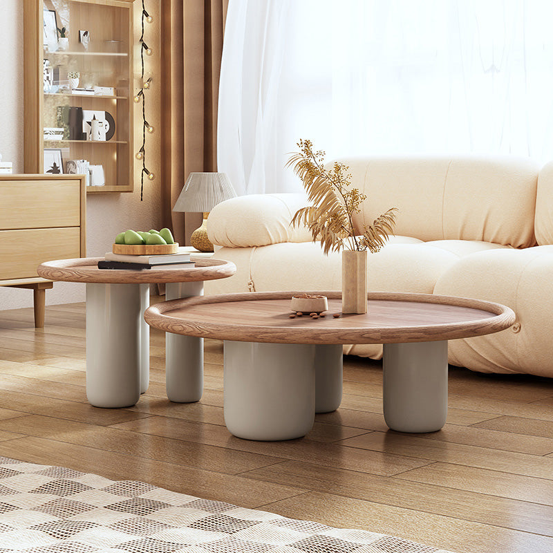 Solid Wood Tray Top Coffee Cocktail Table with 3 Legs in Brown