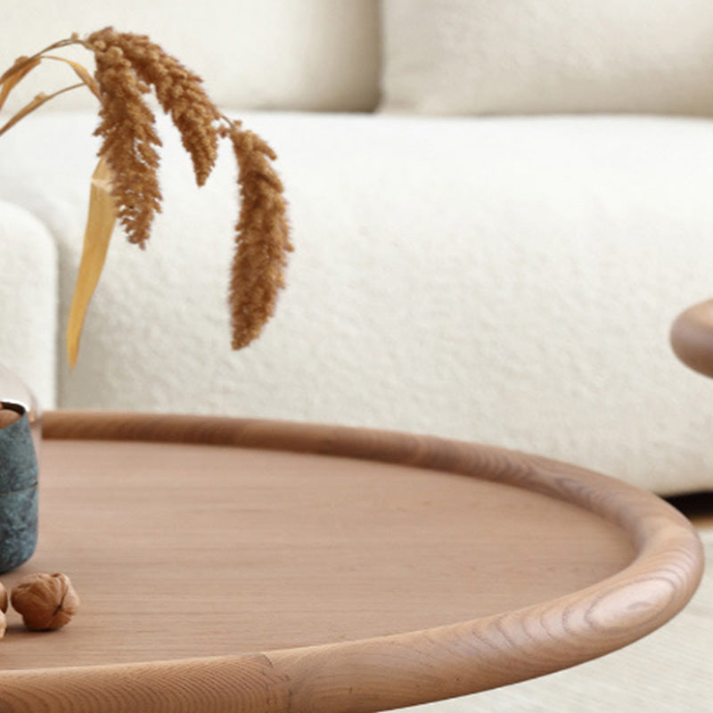 Solid Wood Tray Top Coffee Cocktail Table with 3 Legs in Brown
