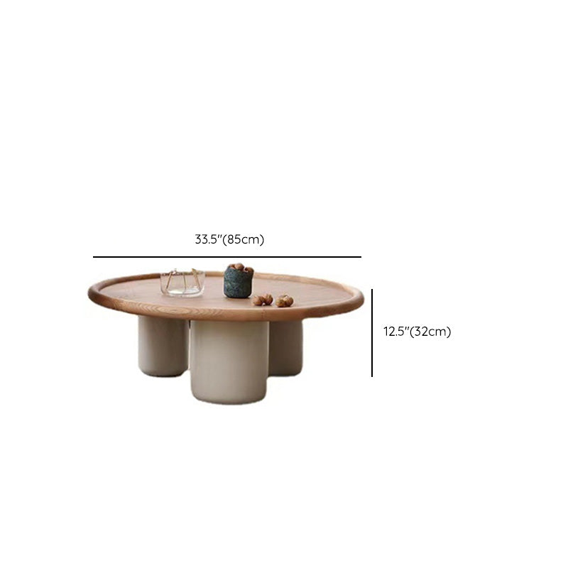 Solid Wood Tray Top Coffee Cocktail Table with 3 Legs in Brown