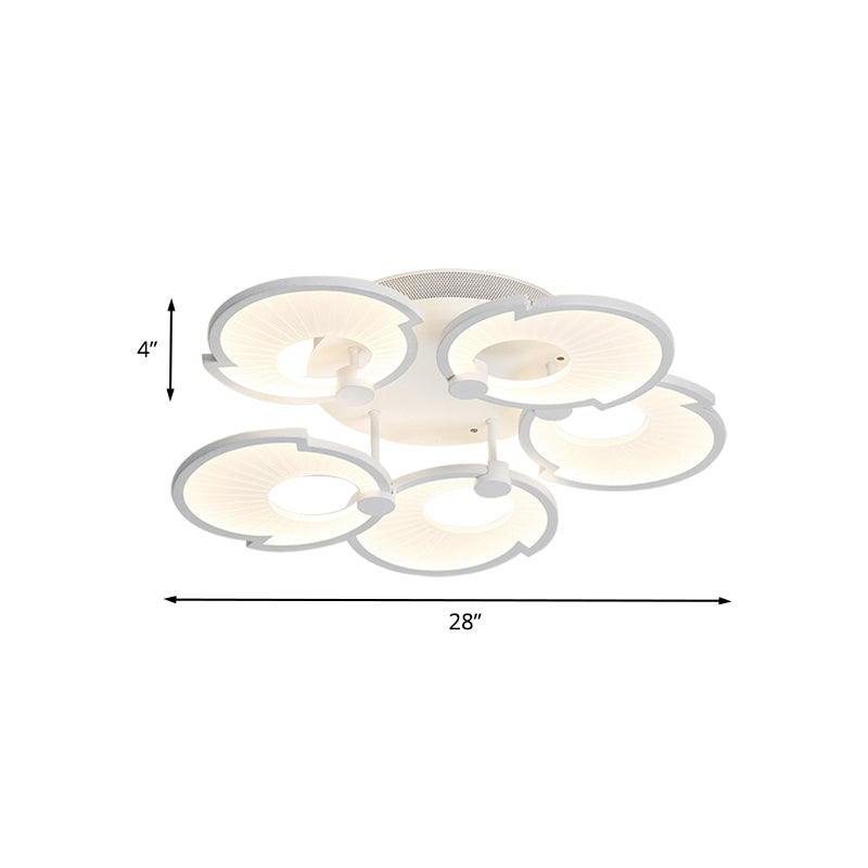 Witte bloemen semi -flushmount verlichting moderne led acryl spoelbevestiging plafondarmatuur in wit/warm licht