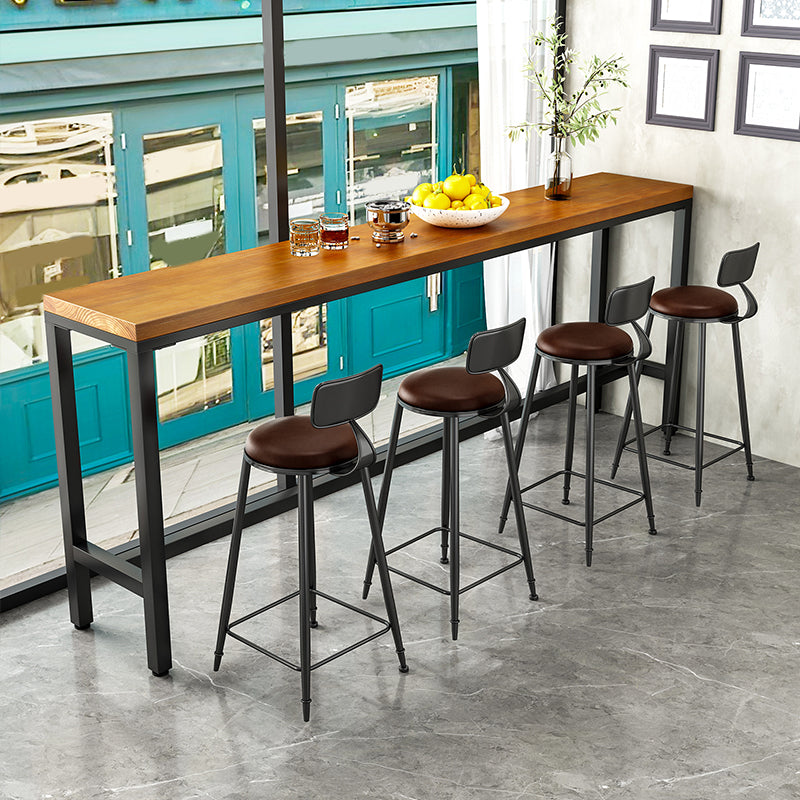Modern Bar Pub Table Set 1/5/9 Pcs Solid Wood and Iron Bar Table and Stools
