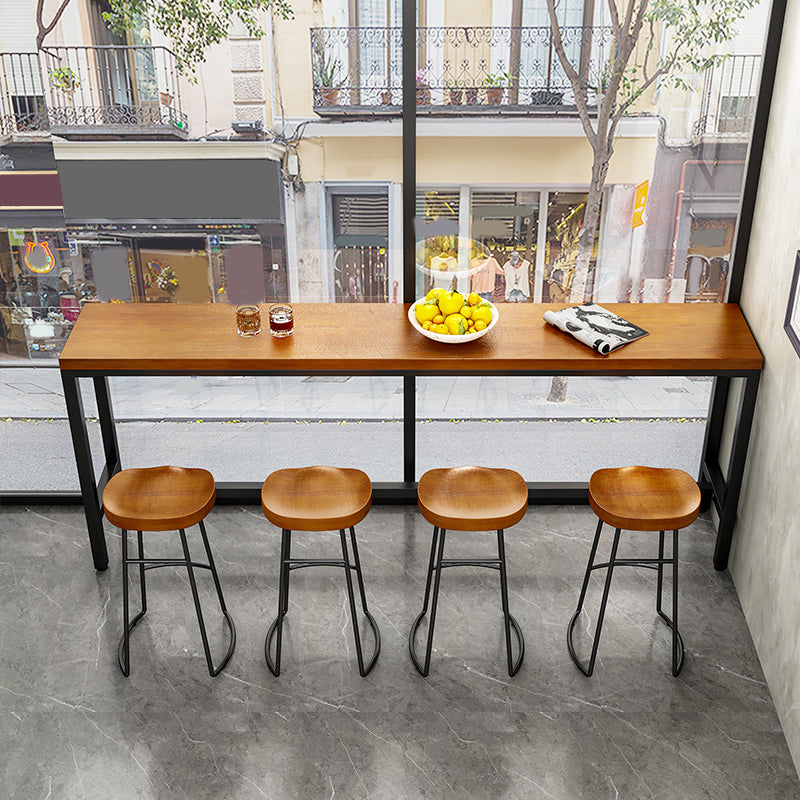 Modern Bar Pub Table Set 1/5/9 Pcs Solid Wood and Iron Bar Table and Stools