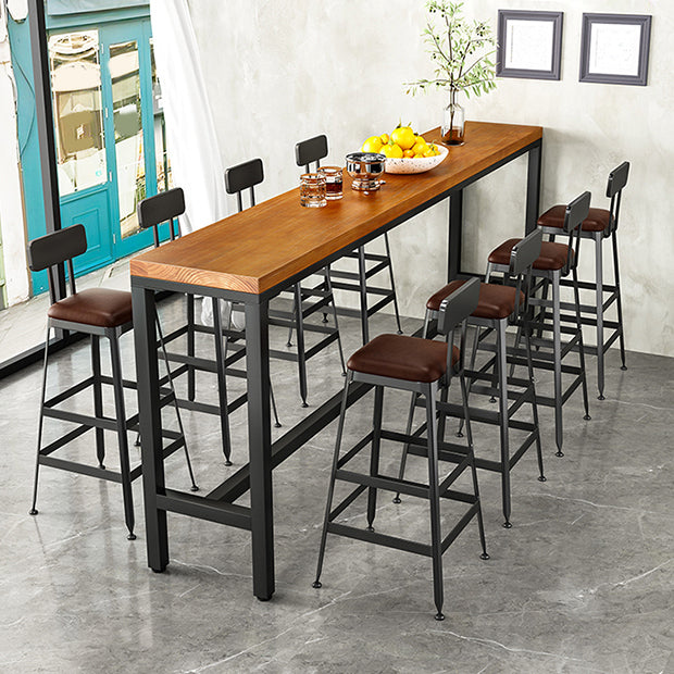 Modern Bar Pub Table Set 1/5/9 Pcs Solid Wood and Iron Bar Table and Stools
