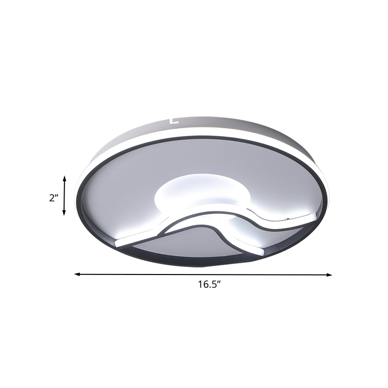 Minimalist LED Flush Ceiling Light Black Finish Round Flush Mounted Lamp in White/Warm Light for Bedroom, 16.5"/20.5" Wide