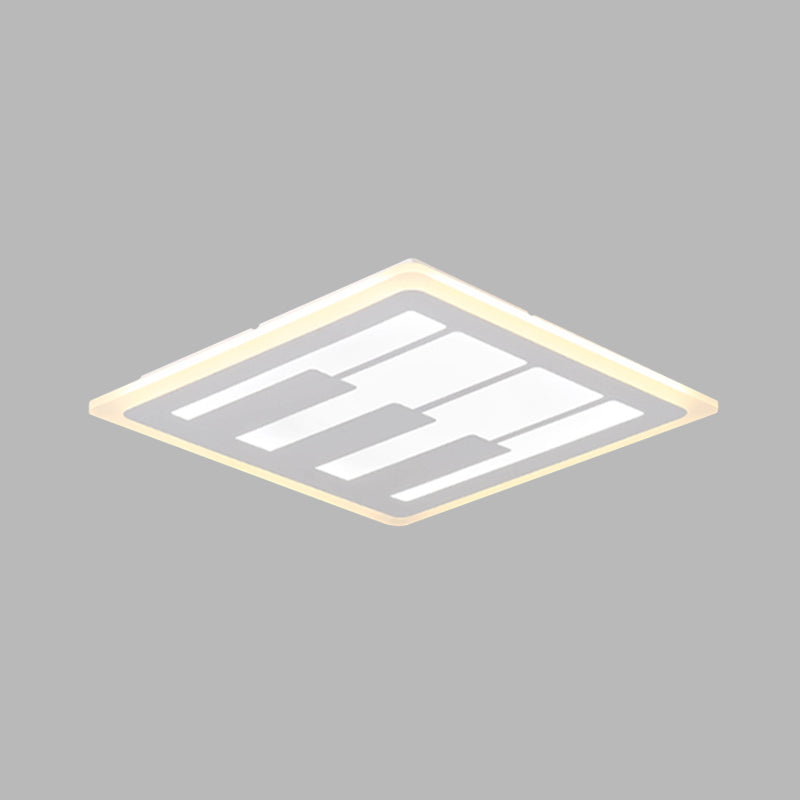 Acrylic Square Flushmount Modernism LED White Flush Mount Ceiling Light in Warm/White Light with Piano Key Pattern