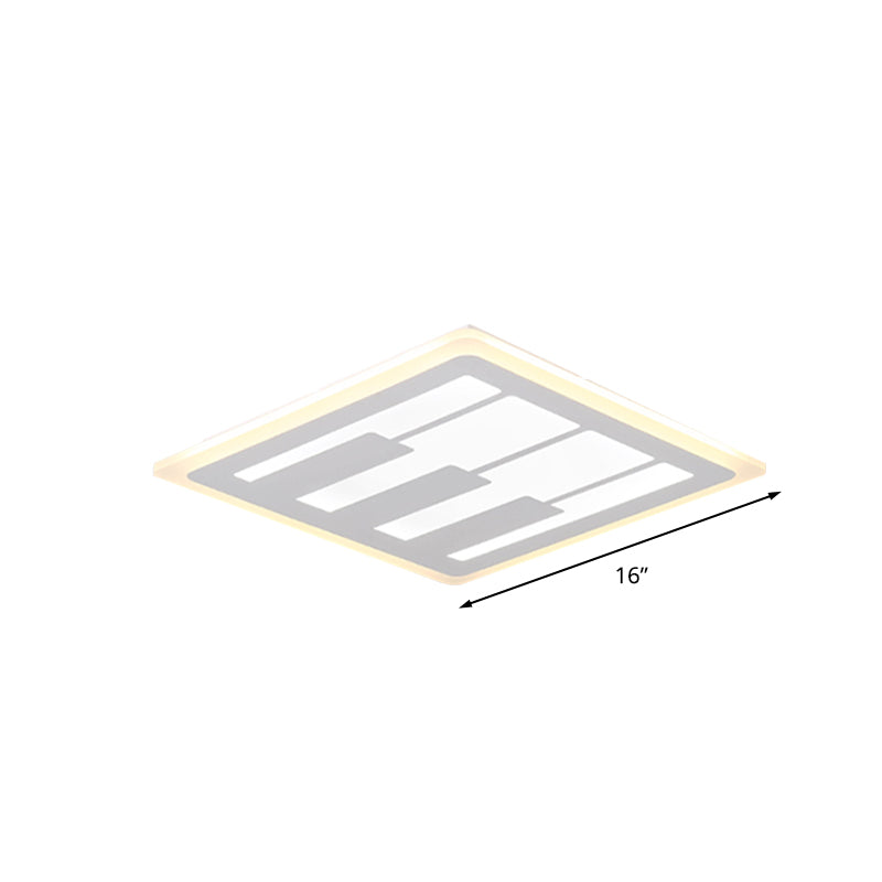 Acrylic Square Flushmount Modernism LED White Flush Mount Ceiling Light in Warm/White Light with Piano Key Pattern