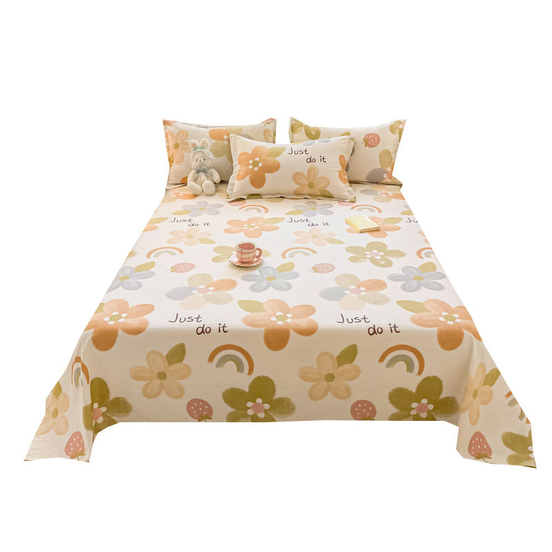 Sheet Set Cotton Floral Printed Super Soft Breathable Wrinkle Resistant Bed Sheet Set