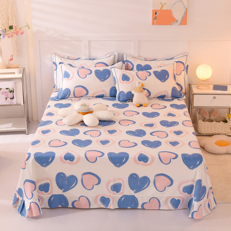 Sheet Sets Cotton Cartoon Printed Wrinkle Resistant Super Soft Breathable Bed Sheet Set