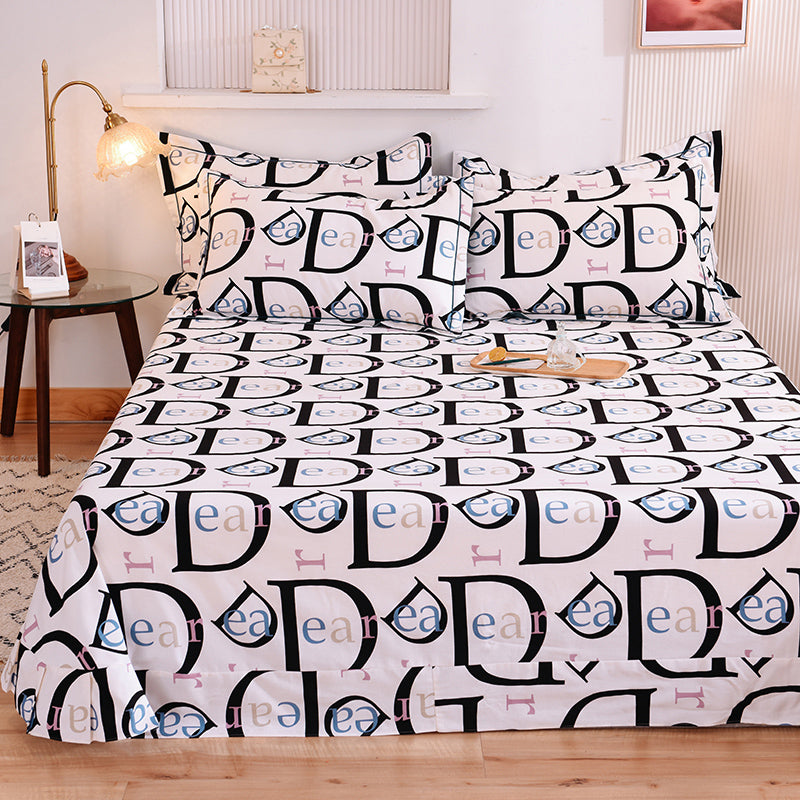 Sheet Sets Cotton Cartoon Printed Wrinkle Resistant Super Soft Breathable Bed Sheet Set