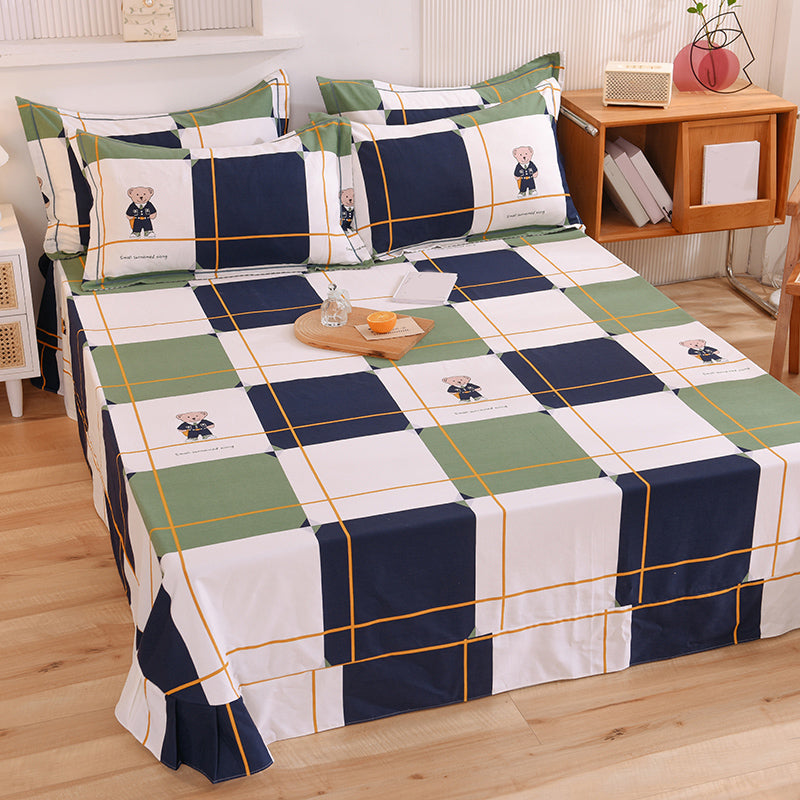 Sheet Sets Cotton Cartoon Printed Wrinkle Resistant Super Soft Breathable Bed Sheet Set