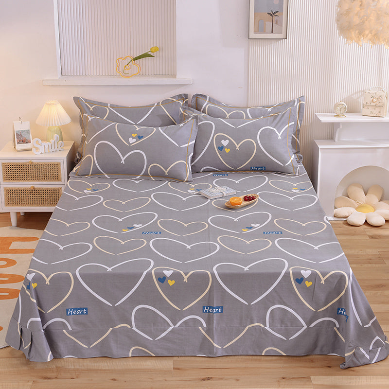 Sheet Sets Cotton Cartoon Printed Wrinkle Resistant Super Soft Breathable Bed Sheet Set