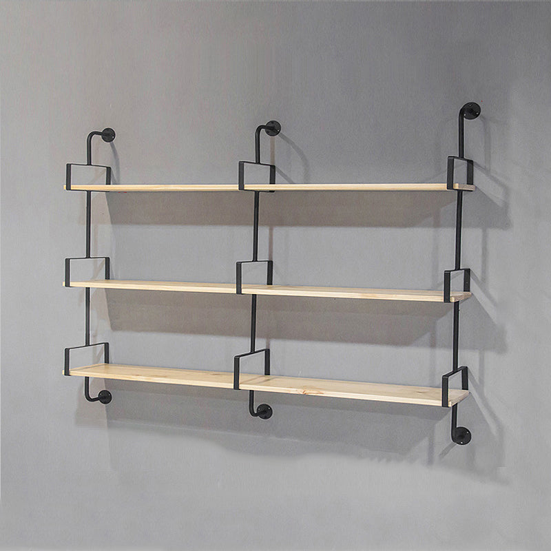 Contemporary Floating Bookshelf Wooden Natural Bookcase with Shelves