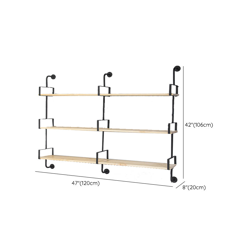 Contemporary Floating Bookshelf Wooden Natural Bookcase with Shelves