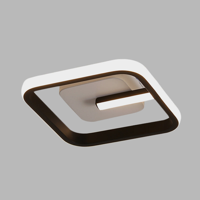 Square Frame Acrylic Flush Mount Light Modernist LED Black Flush Ceiling Lamp Fixture in Warm/White Light